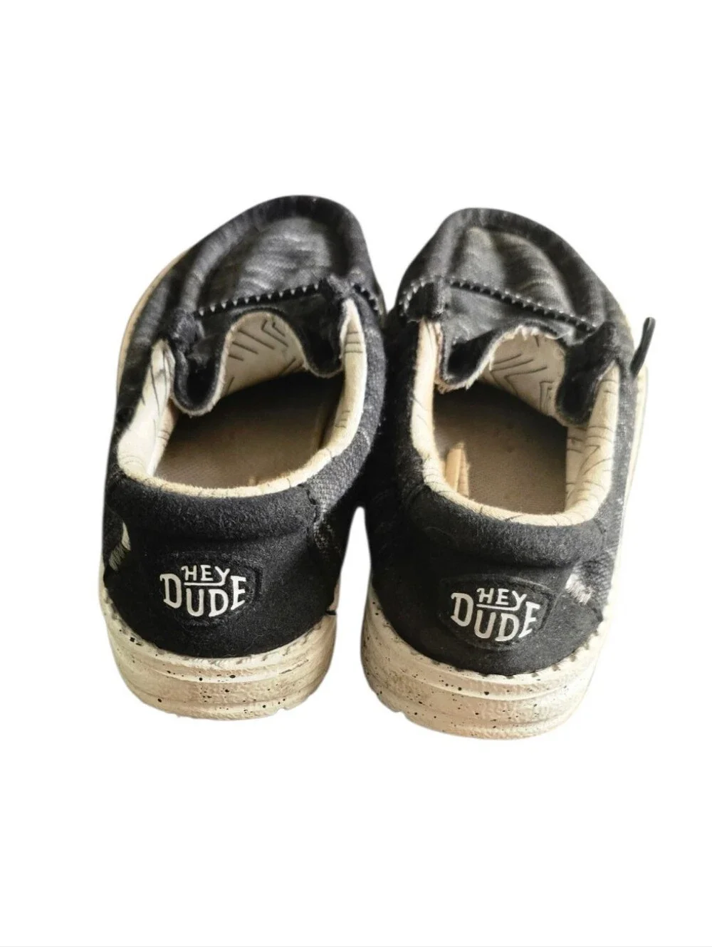 Hey Dude Toddler Wally Black and White Kids Slip-On Casual Shoes Size 9